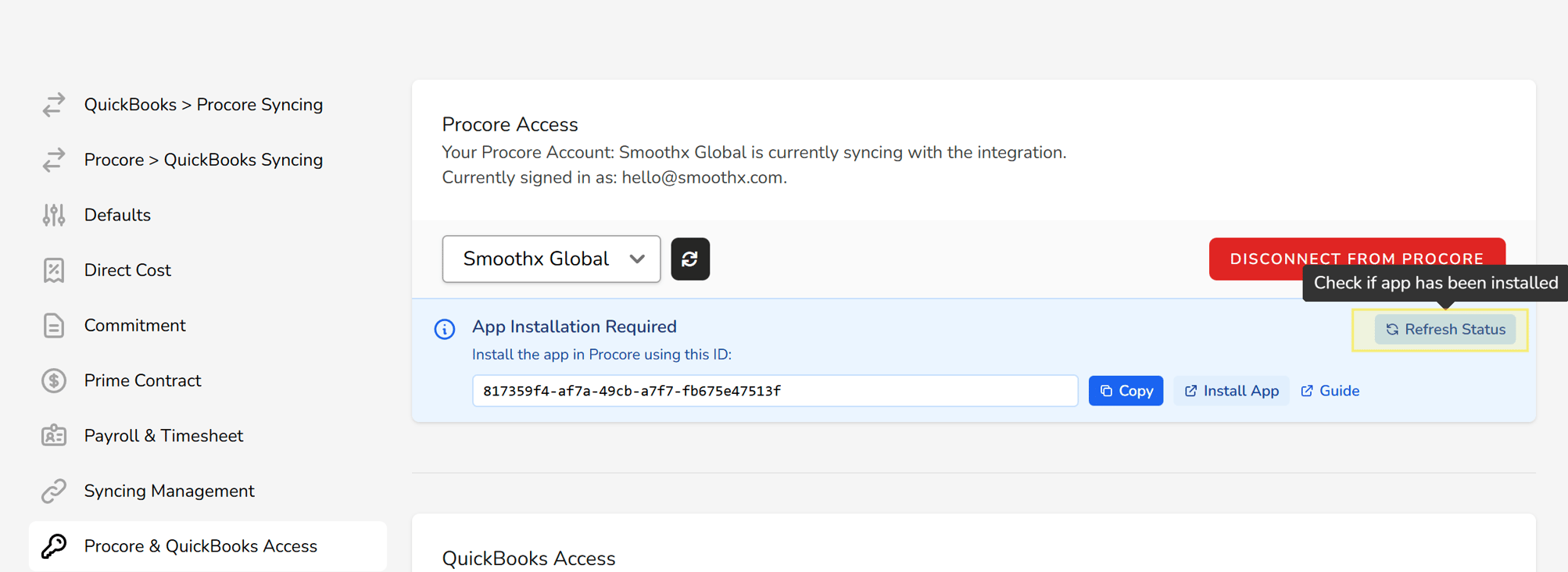 Procore - Install Smoothx Integration App